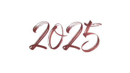2025 hand-lettered rose gold script on transparent background