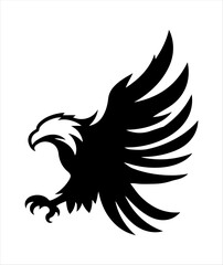 American eagle flying vector silhouette illustration design on white background.