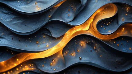 Ornate holographic patterns with glowing cyan and gold accents, intricate textures, and subtle gradients