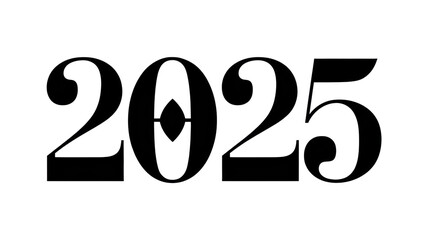 2025 black bold text with transparent background representing the upcoming year