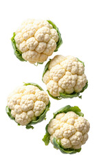 Fototapeta premium Fresh Organic Cauliflower Heads on transparent Background