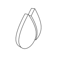 The outline of a large water drop symbol is made with black lines. 3D view of the object in perspective. Vector illustration on white background