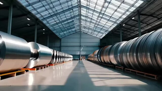 Industrial warehouse, steel coil storage