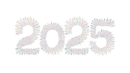 Fototapeta premium 2025 fireworks displaying colorful explosions on transparent background