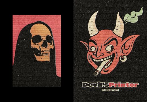 Devil Printer Design Poster Effect Mockup