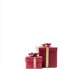 Fototapeta premium red gift box with ribbon on white backdrop
