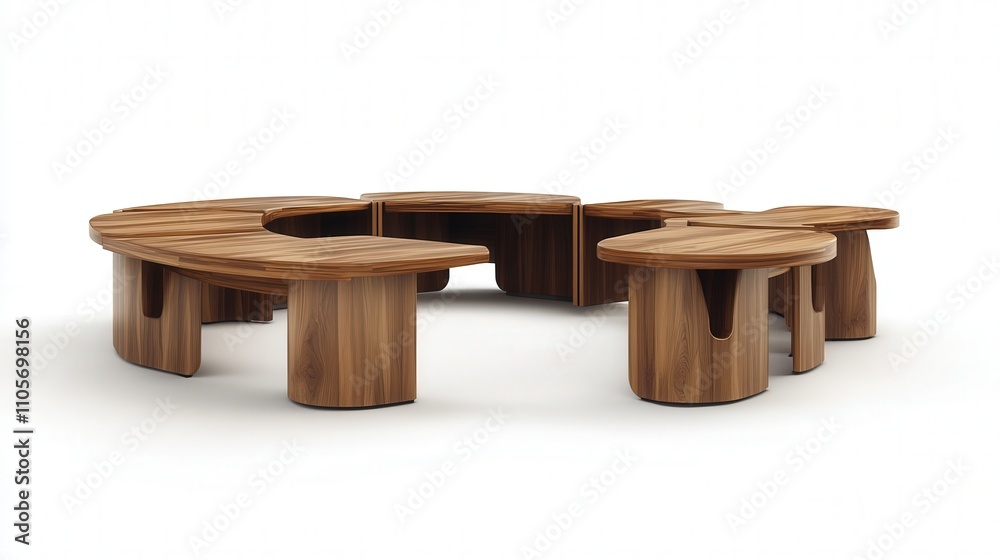 Poster a modular conference table with multiple components that can be rearranged to suit different meeting