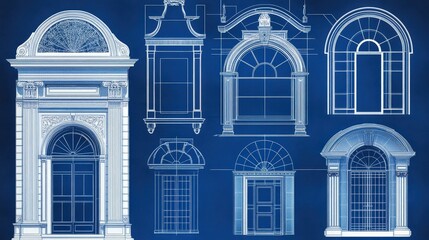Obraz premium A set of templates for common architectural shapes is used to quickly add consistent symbols and icons, such as doors and windows,