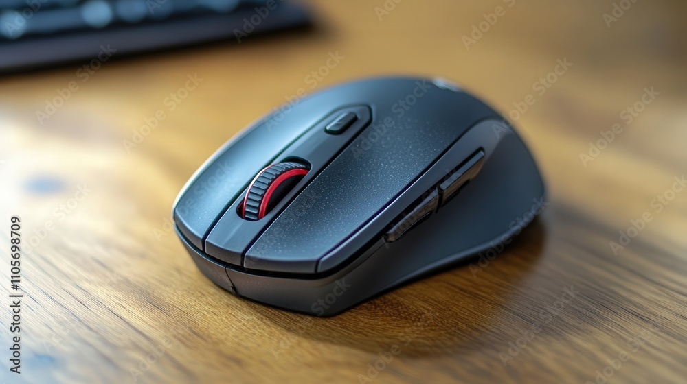 Aufkleber A multi-button mouse with additional side buttons for easy navigation through web pages and applications.