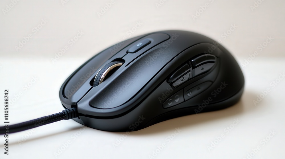 Aufkleber A multi-button mouse with additional side buttons for easy navigation through web pages and applications.