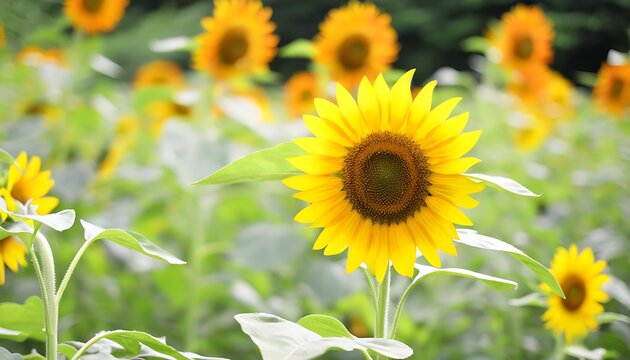 Sunflower in the sunshine, natural beauty of the field.