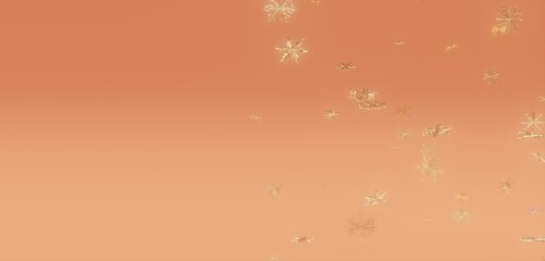 Gold Snowflakes on Peach Gradient Background