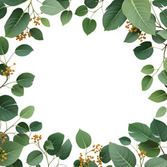 Green leaves border png transparent background