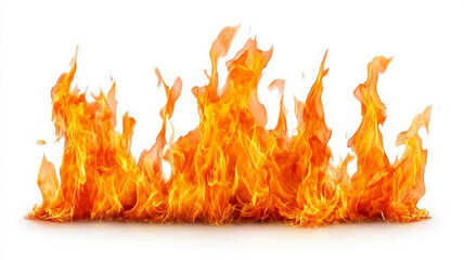 Fiery flames isolated on a white background