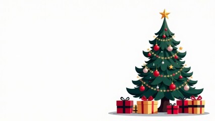 Christmas tree with gift boxes on a white background