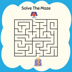Labyrinth game way. Square maze, simple logic game with labyrinths way