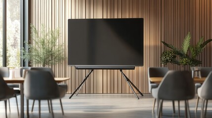 A portable foldable presentation screen, ideal for on-the-go professionals who need a quick setup for meetings or workshops.