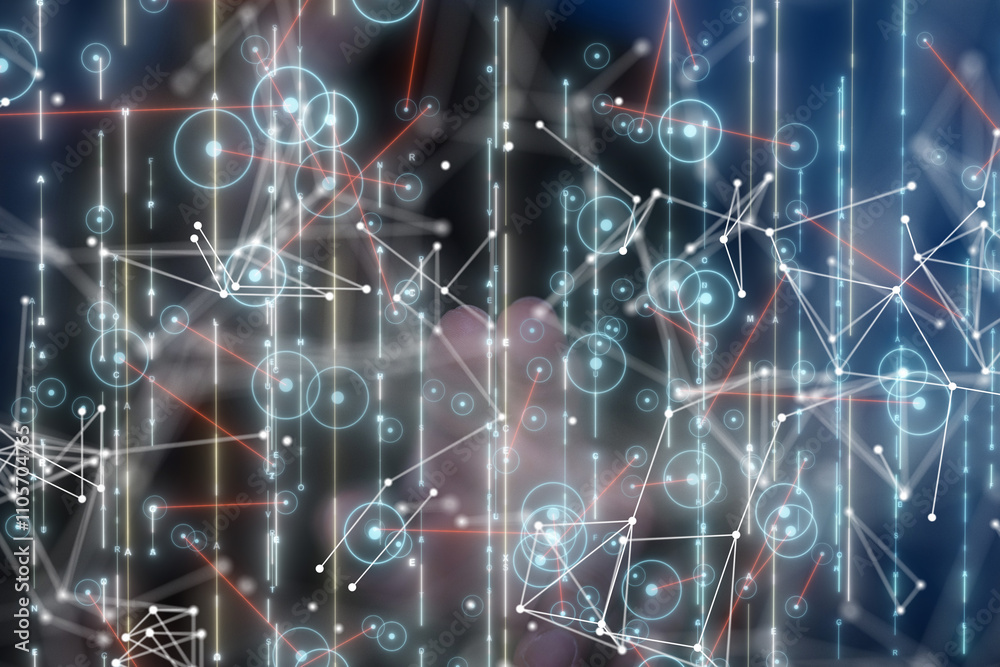 Aufkleber neural network 3d illustration. big data and cybersecurity