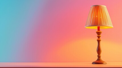 Elegant Lamp Emitting Warm Glow on Colorful Backdrop