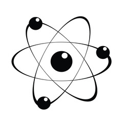 Atom with orbiting electron vector icon. filled flat sign for mobile concept and web design. Atom glyph icon. Science symbol, logo illustration. Vector graphics