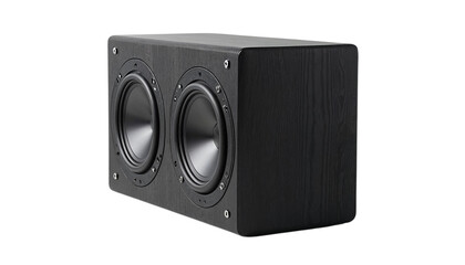 Modern Black Speaker Box With Dual Woofers on transparent Background
