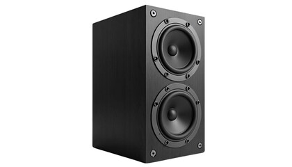 Obraz premium Modern Black Speaker Box With Dual Woofers on transparent Background