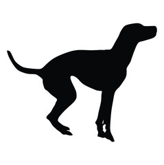 Vector hunting dog silhouette view side for retro logos, emblems, badges, labels template vintage design element. Isolated on white background