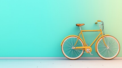 Fototapeta premium Vibrant Vintage Bicycle Against Minimalist Turquoise Wall