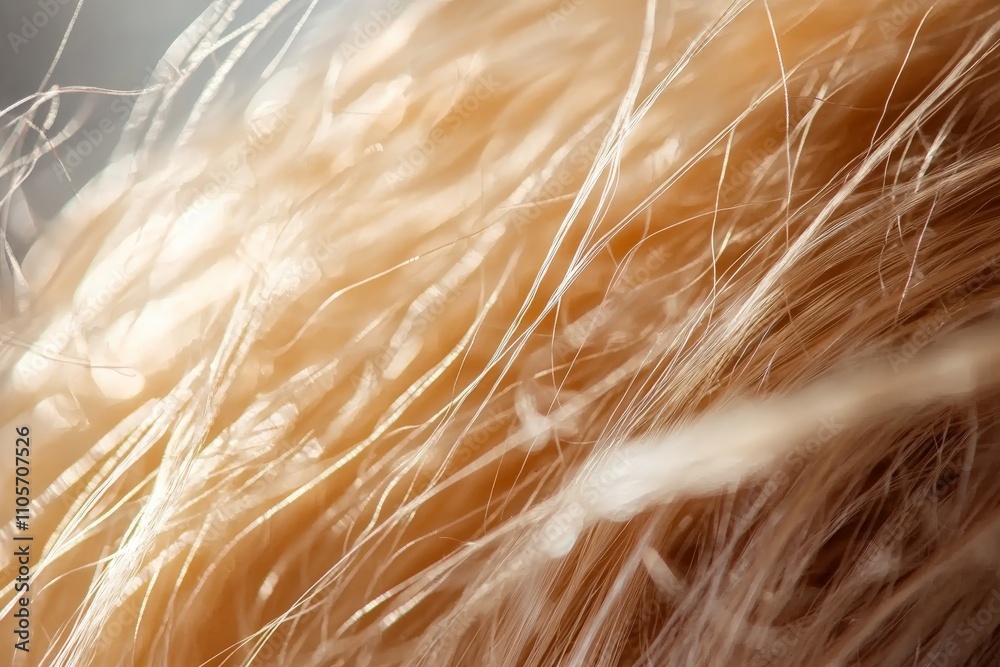 Poster a serene and warm image of soft, golden hair illuminated by gentle light, showcasing the delicate in