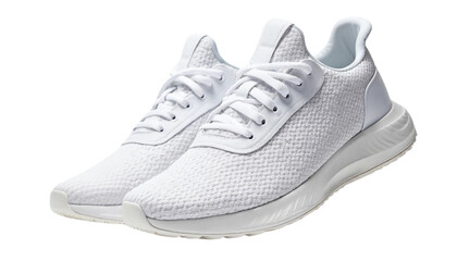 Modern White Athletic Sneakers on transparent Background