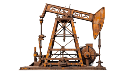 Rustic Oil Pump Jack on transparent Background