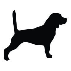 Vector hunting dog silhouette view side for retro logos, emblems, badges, labels template vintage design element. Isolated on white background