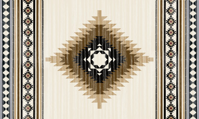 Navajo tribal vector seamless pattern. Native American ornament. Ethnic South Western decor style. Boho geometric ornament. Vector seamless pattern. Mexican blanket, rug. Woven carpet illustration