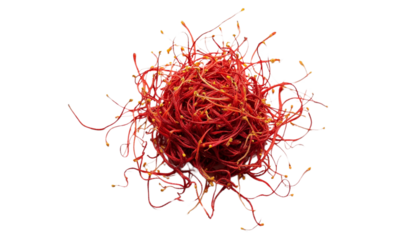 Cluster of Vibrant Saffron Spice on transparent Background