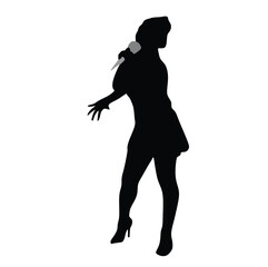 Women singer silhouette, women singing on mic, singer singing silhouette, vocalist singing to microphone