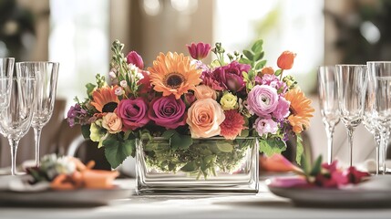 テーブルに置かれた花の装飾