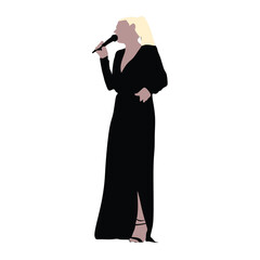 Women singer silhouette, women singing on mic, singer singing silhouette, vocalist singing to microphone