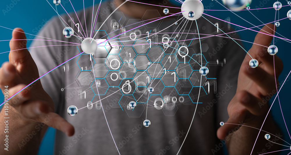 Poster Technology background. Big data concept. Binary