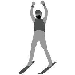 Silhouette jumping skier on a white background. Vector illustration.