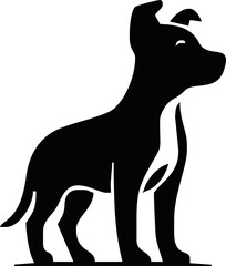 Vector silhouette of dog on white background