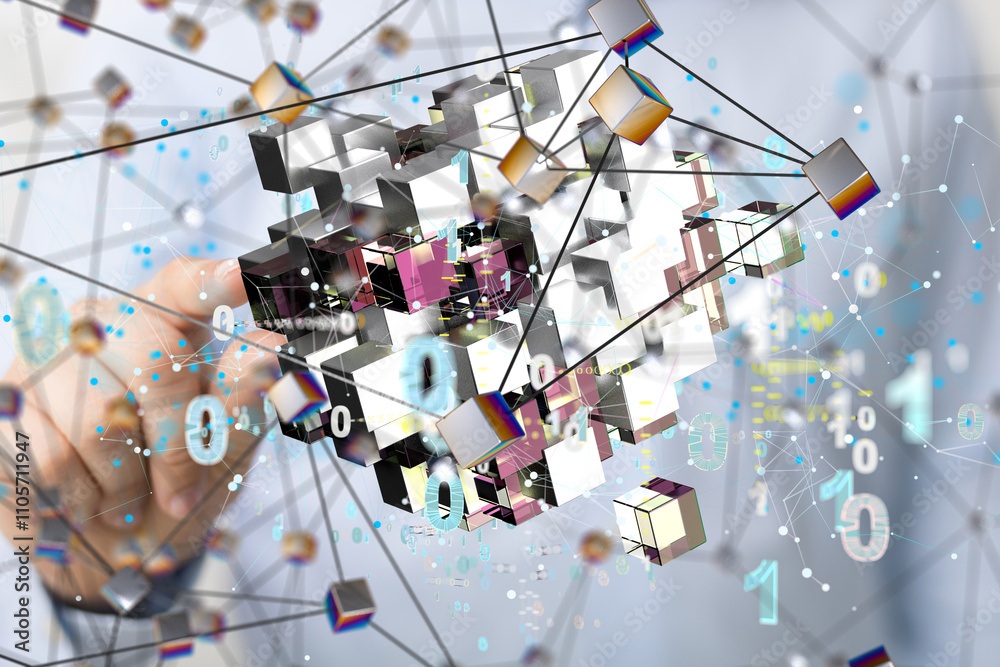 Poster data cloud digital 3d computer