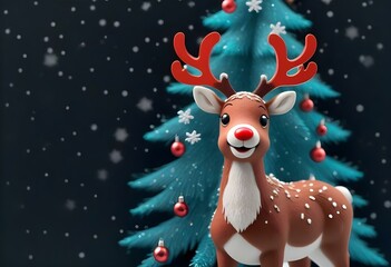 reindeer with christmas tree