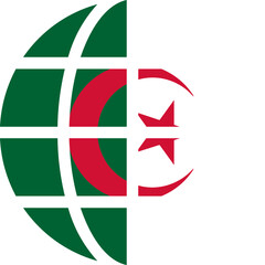 Algeria Flag On world icon