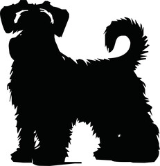 Vector silhouette of dog on white background