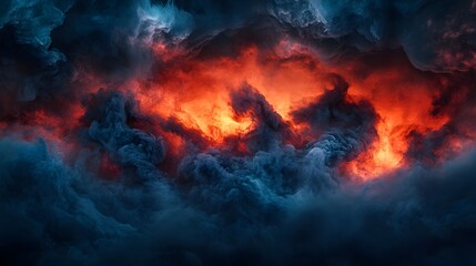 Fototapeta premium Fiery Inferno Swirling Within Dark Cloudscape