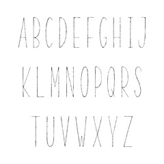 Hand drawn narrow alphabet
