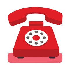 A red phone with a white background. The phone is on the left side of the image
