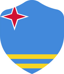 Aruba Flag on Shield Shape