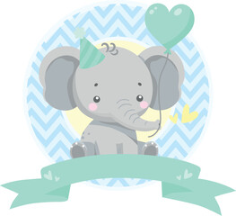 Cute Elephant With Heart Balloon Decorative Paper Birthday Party Baby Shower