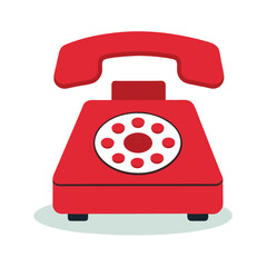 A red phone with a white background. The phone is on the left side of the image